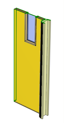 Isometric view of fire door leaf and frame from the JMS 3D Pro model