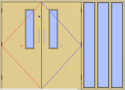 Door schedule elevation showing leaves M and S with frame