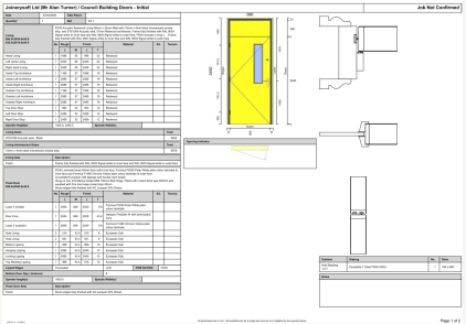 Joinerysoft job sheet with cutting list and material schedule